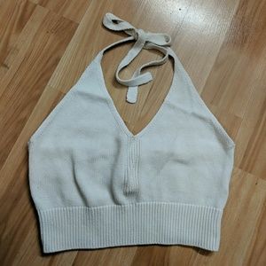 NWT H&M Cream Halter Crop Top